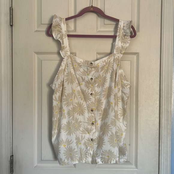 NWT Torrid Double Gauze Ruffle Button Front Tank Top daisy daydream - Picture 6 of 10